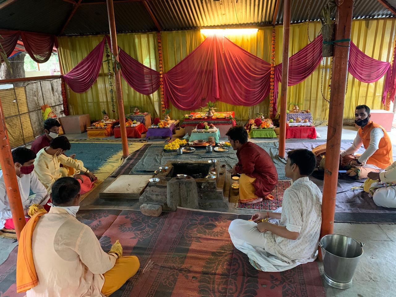 Pandit Ji conducting morning rituals